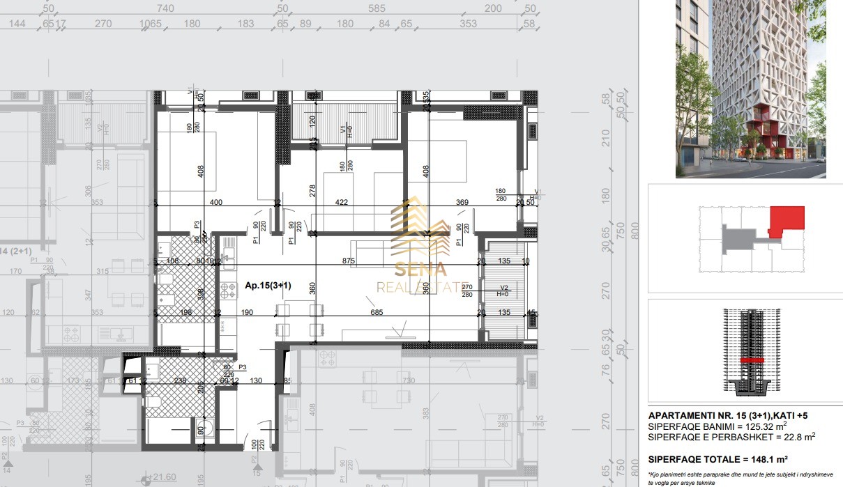 Shitet Apartament 3+1+2Wc+2Blk, Filigree Tower – Xhamllik, 306.600 Euro