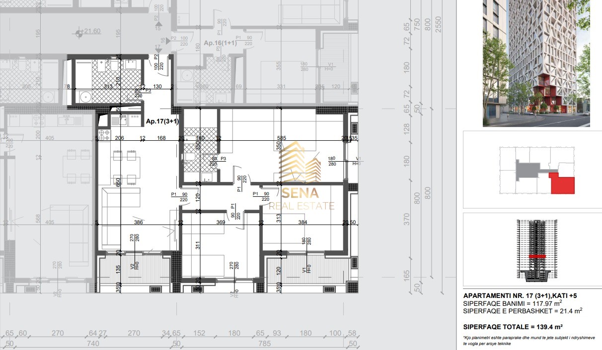 Shitet Apartament 3+1+2Wc+2Blk, Filigree Tower – Xhamllik, 306.600 Euro
