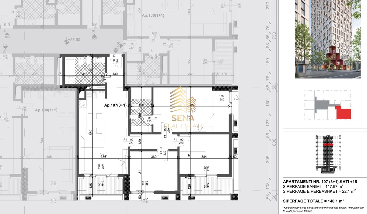 Shitet Apartament 1+1+Blk, Filigree Tower – Xhamllik, 204.600 Euro