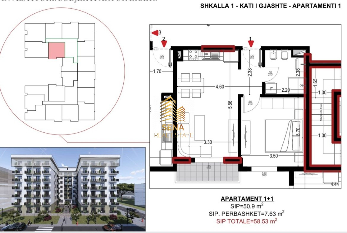 Shitet, Apartament 1+1+blk, Golem-Flower Hotel, 70.300 Euro