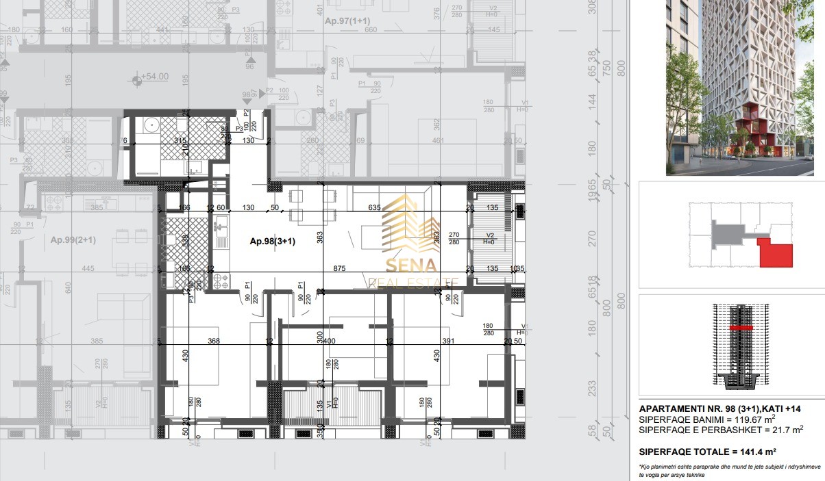 Shitet Apartament 3+1+2Wc+2Blk, Filigree Tower – Xhamllik, 311.000 Euro