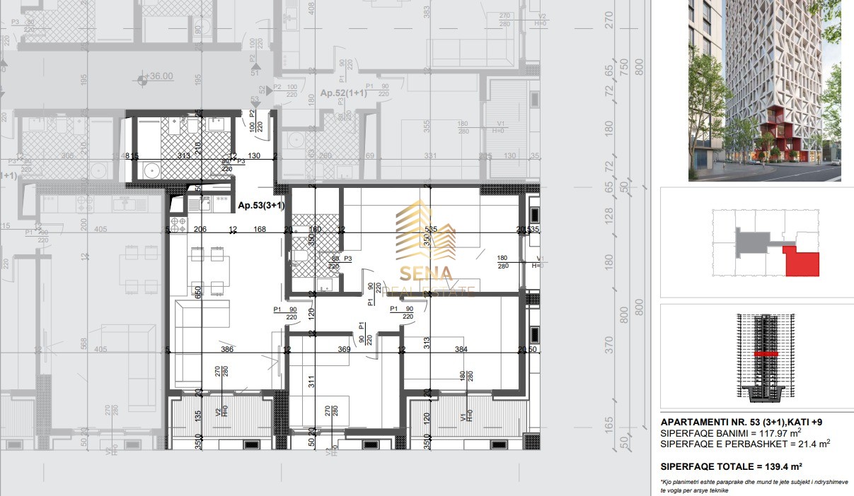 Shitet Apartament 3+1+2Wc+2Blk, Filigree Tower – Xhamllik, 306.600 Euro