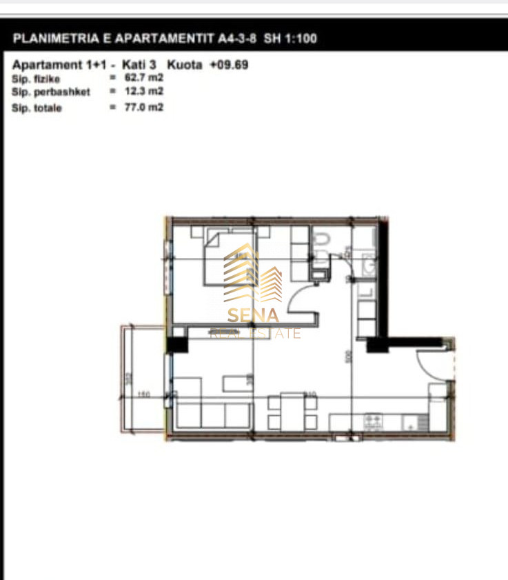 Shitet, Apartament 1+1+BLK, Paskuqan – “Aluna” Residence, 92.400 Euro