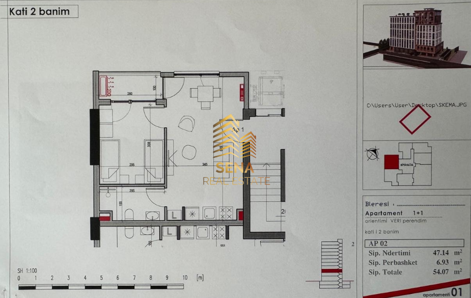 Shitet, Apartament 1+1+blk, Rezidenca Henke– Yzberisht, 120.000 Euro